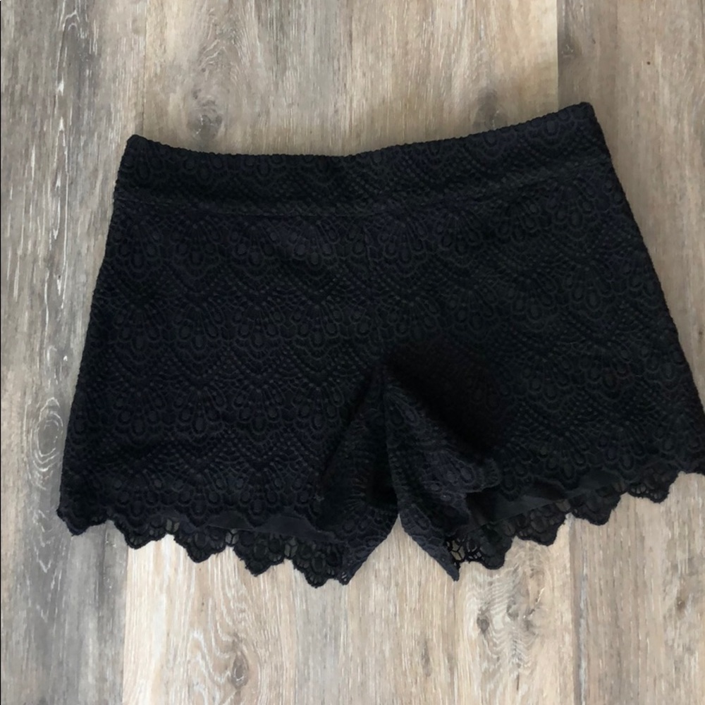 Anthropologie elevenses black crotchet lace shorts